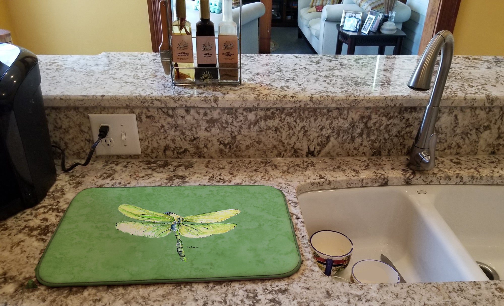 Dragonfly on Avacado Dish Drying Mat 8864DDM  the-store.com.