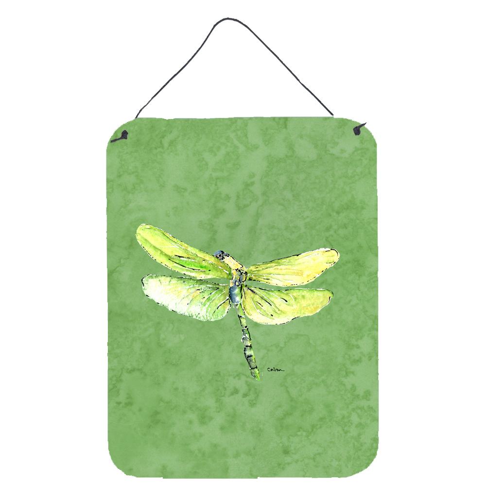 Dragonfly on Avacado Aluminium Metal Wall or Door Hanging Prints by Caroline&#39;s Treasures