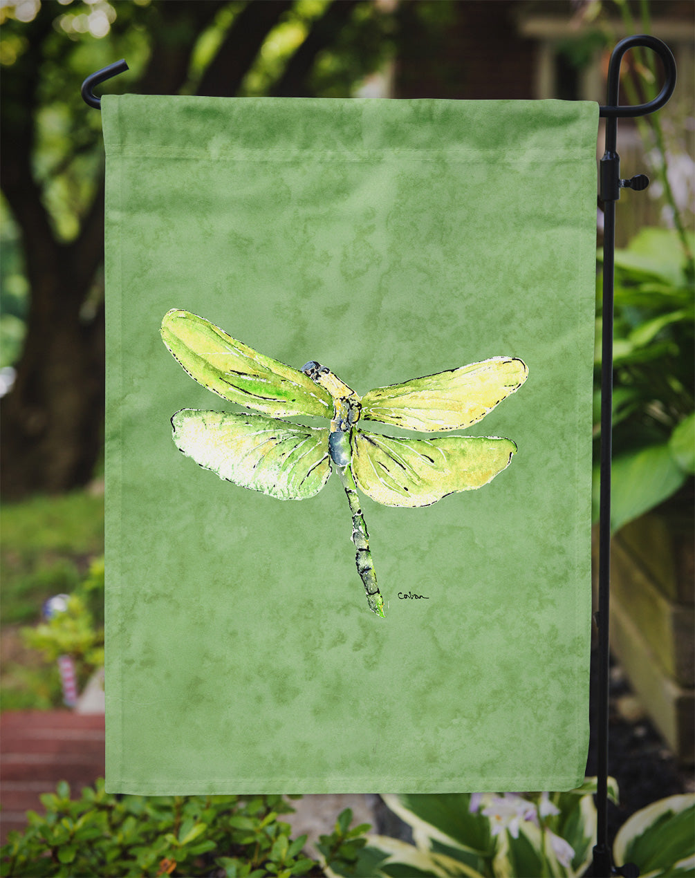Dragonfly on Avacado Flag Garden Size.