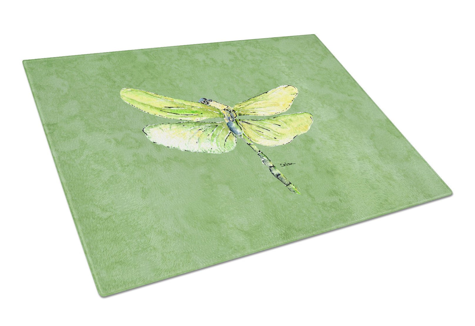 Dragonfly on Avacado Glass Cutting Board Large by Caroline's Treasures