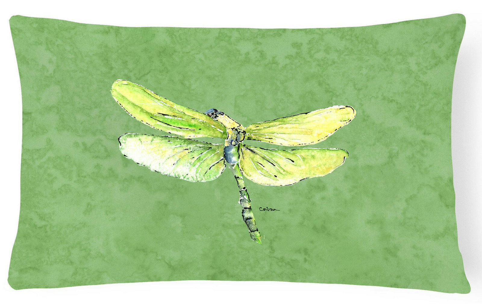 Dragonfly on Avacado   Canvas Fabric Decorative Pillow by Caroline's Treasures