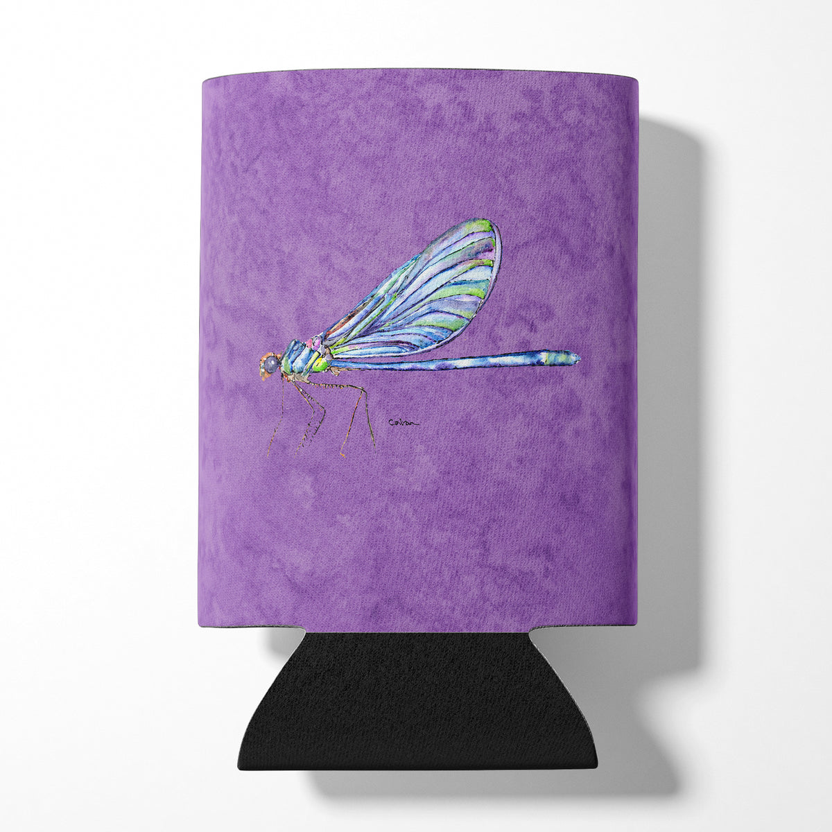 Dragonfly on Purple Can or Bottle Beverage Insulator Hugger