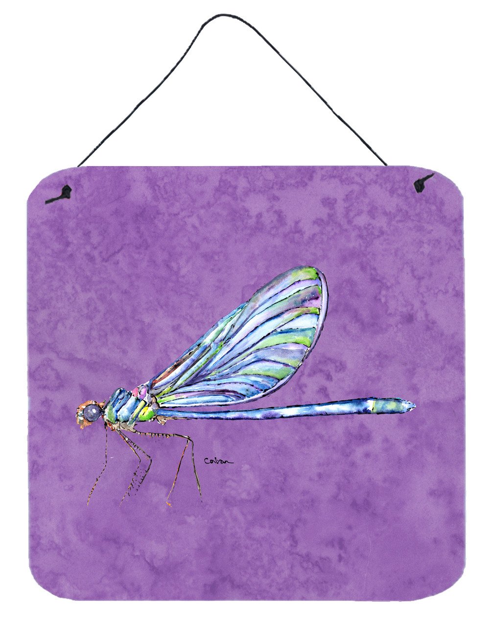 Dragonfly on Purple Aluminium Metal Wall or Door Hanging Prints by Caroline's Treasures