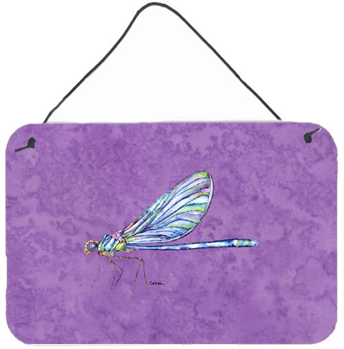 Dragonfly on Purple Aluminium Metal Wall or Door Hanging Prints by Caroline's Treasures