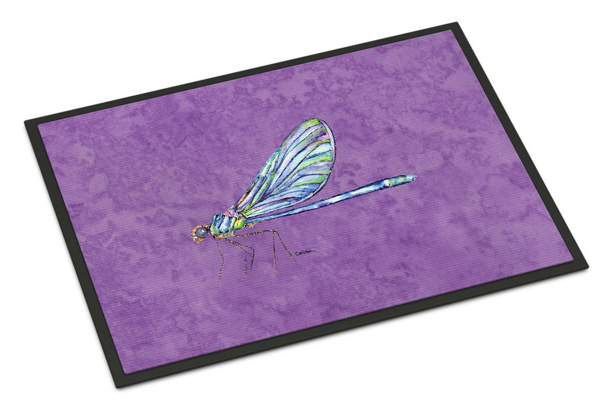 Dragonfly on Purple Indoor or Outdoor Mat 24x36 Doormat - the-store.com