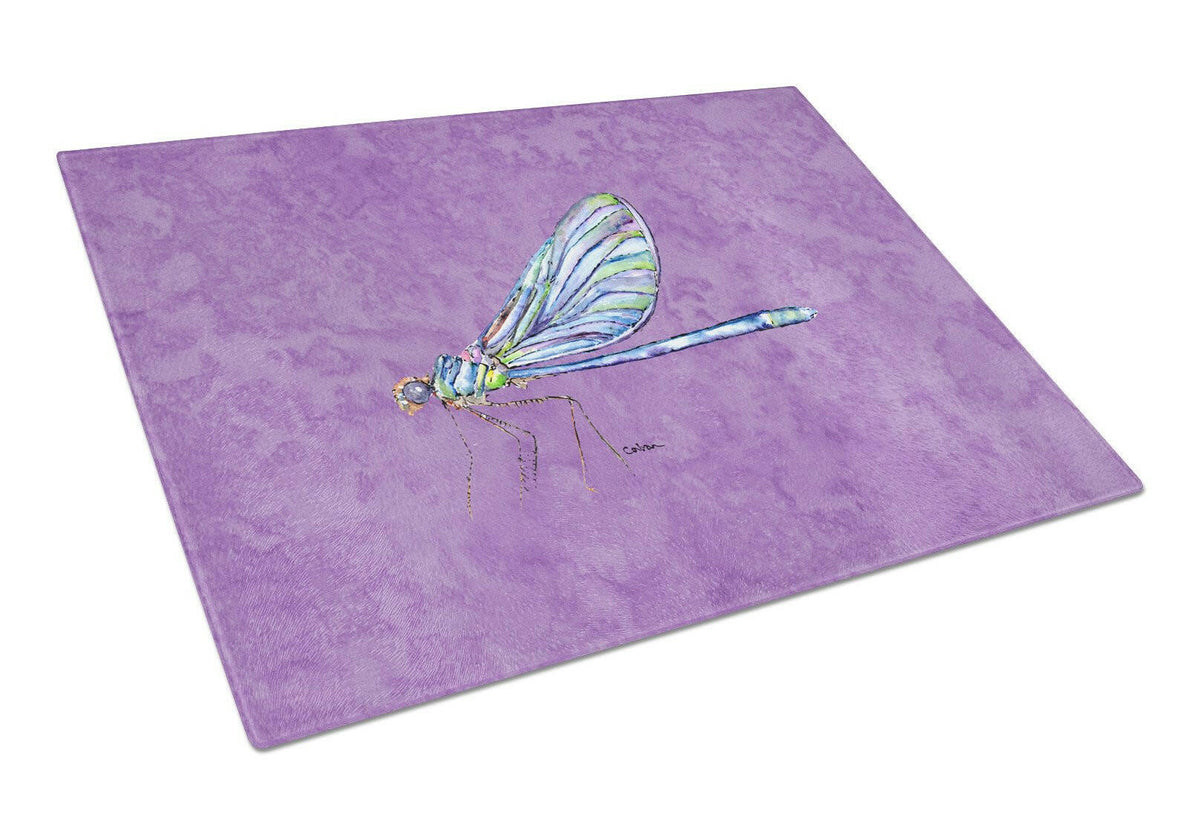 Dragonfly on Purple Glass Cutting Board Large by Caroline&#39;s Treasures