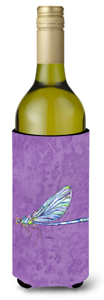 Dragonfly on Purple Wine Bottle Beverage Insulator Beverage Insulator Hugger by Caroline's Treasures