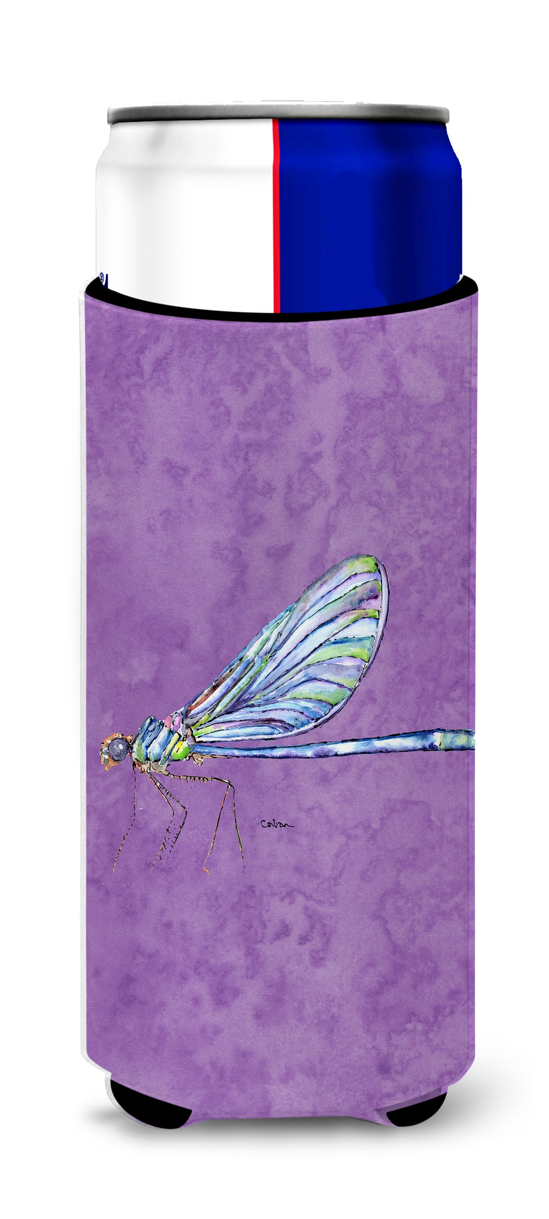 Dragonfly on Purple Ultra Beverage Insulators for slim cans 8865MUK.
