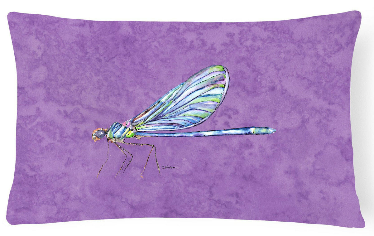 Dragonfly on Purple   Canvas Fabric Decorative Pillow by Caroline&#39;s Treasures