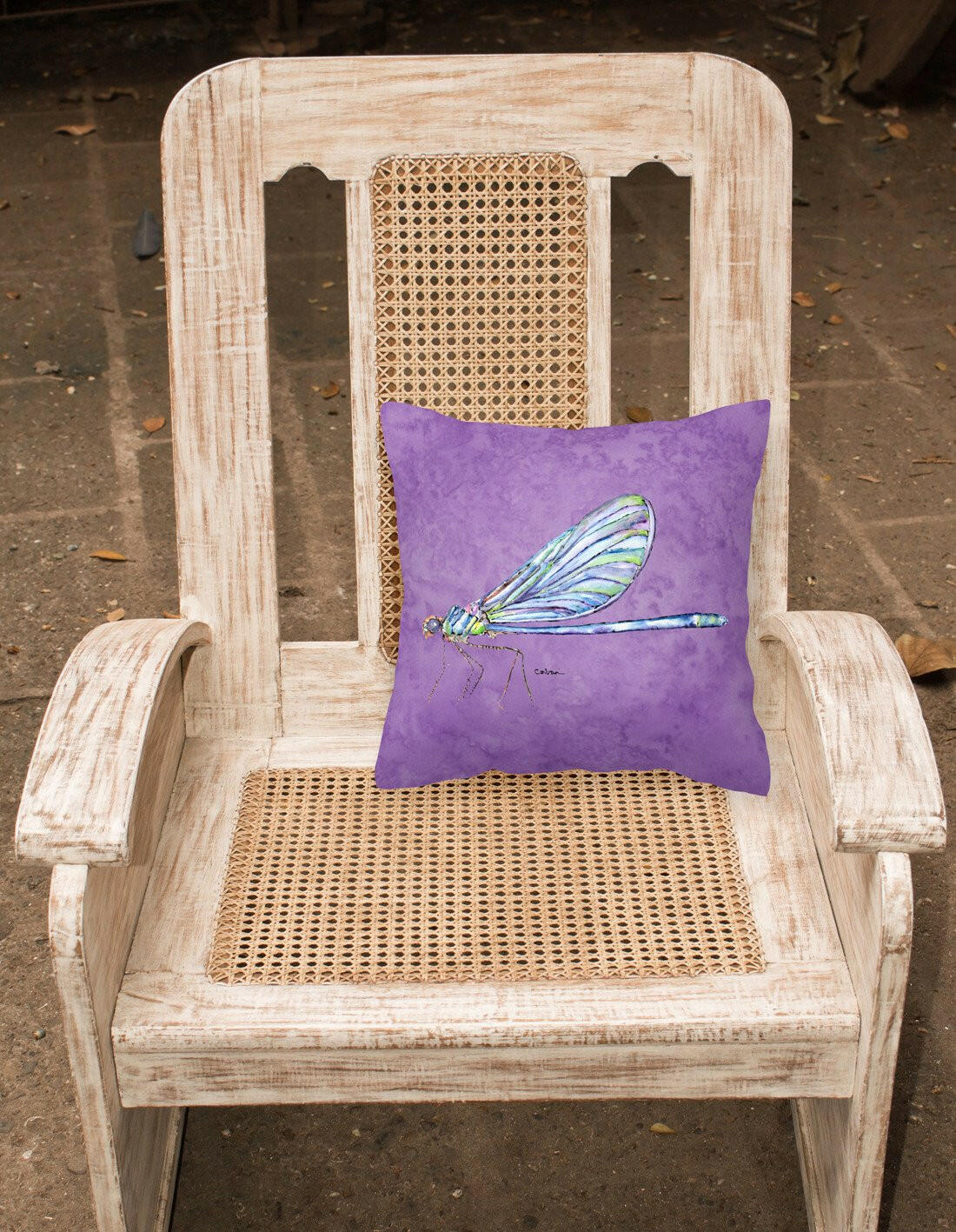 Dragonfly on Purple   Canvas Fabric Decorative Pillow - the-store.com