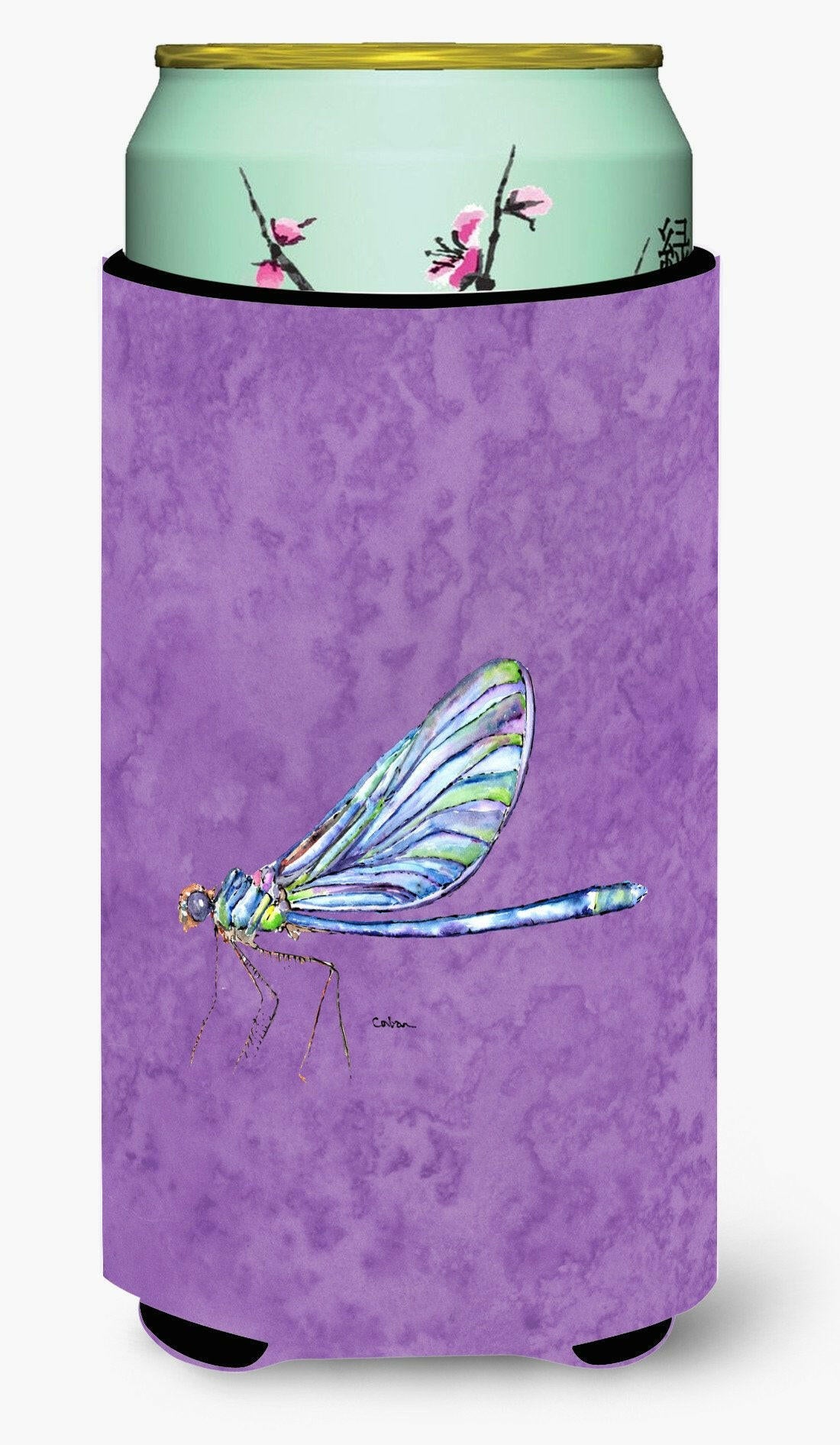 Dragonfly on Purple  Tall Boy Beverage Insulator Beverage Insulator Hugger by Caroline&#39;s Treasures