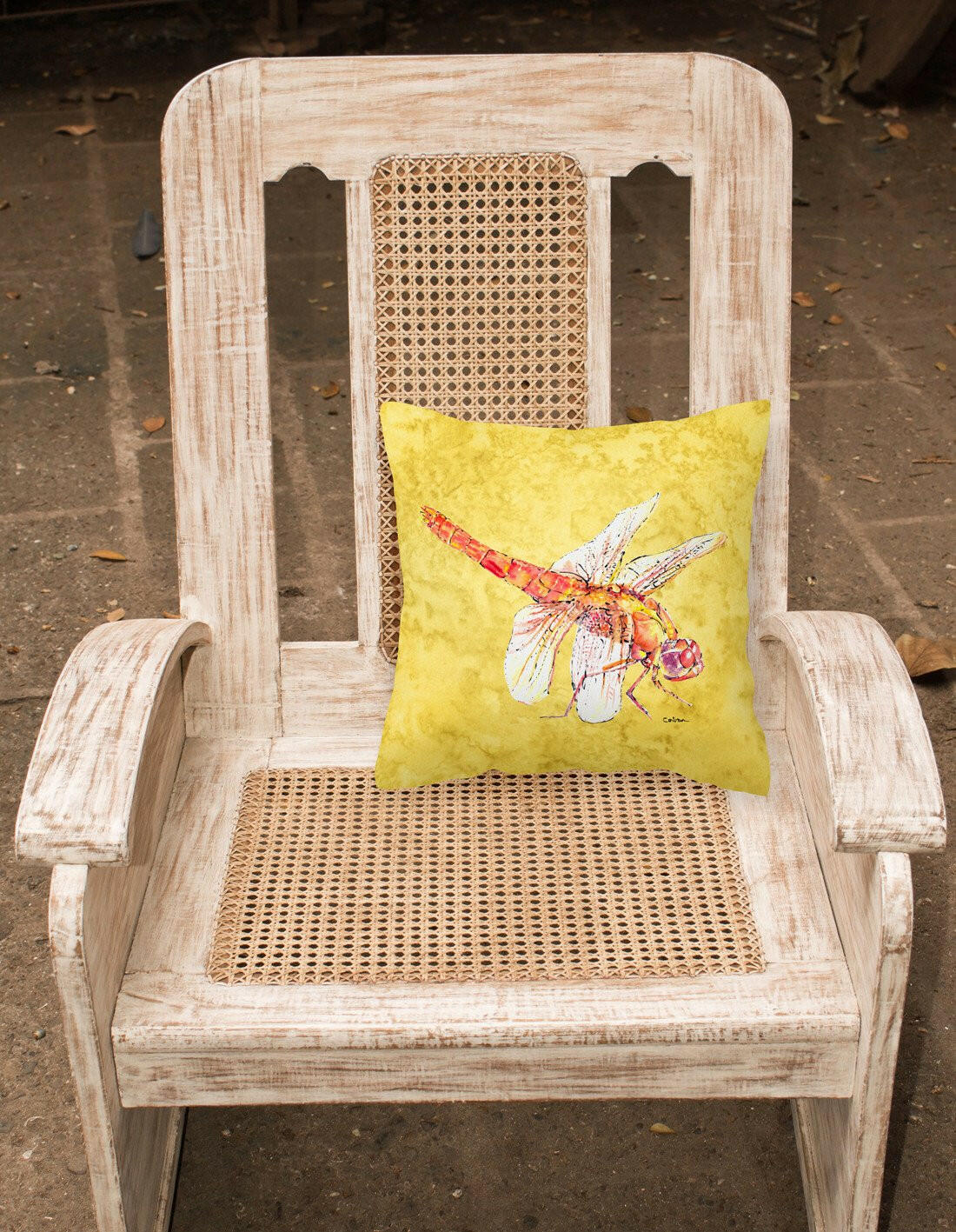 Dragonfly on Yellow   Canvas Fabric Decorative Pillow - the-store.com
