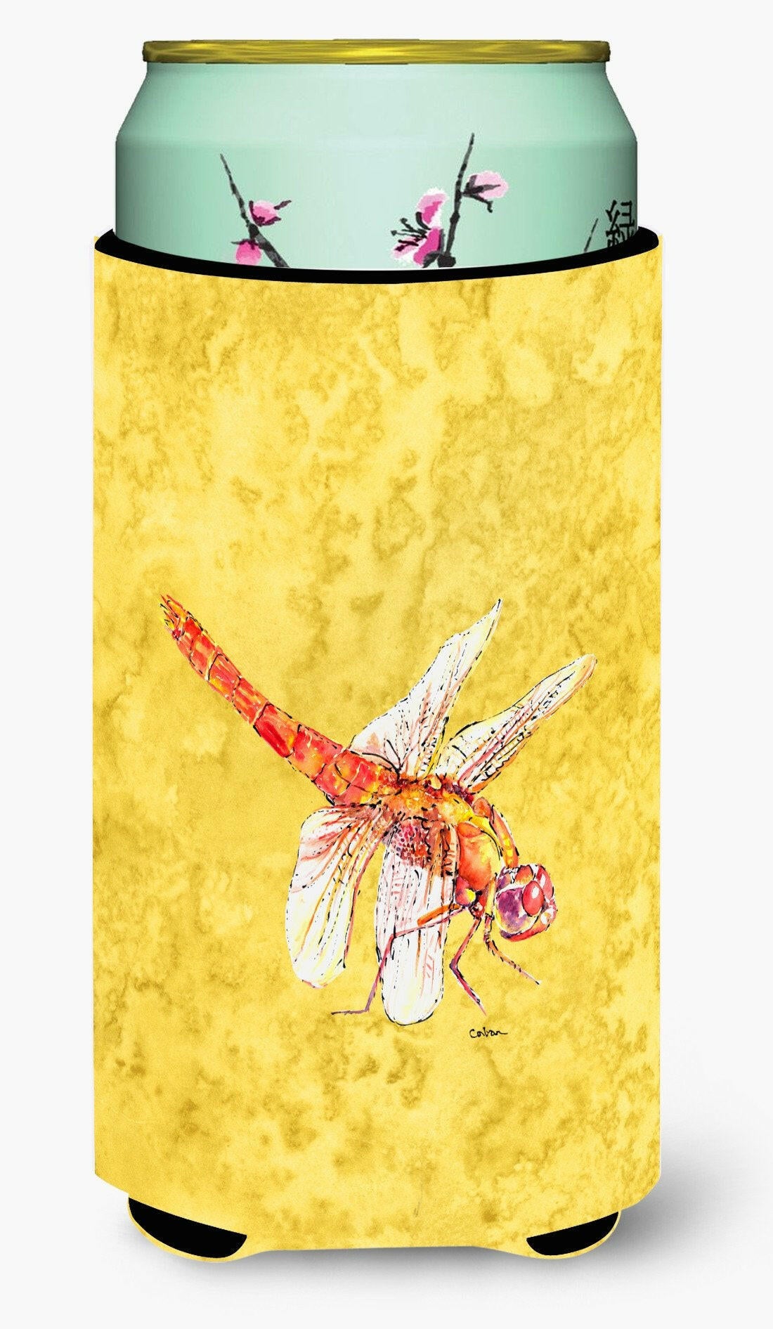 Dragonfly on Yellow  Tall Boy Beverage Insulator Beverage Insulator Hugger by Caroline&#39;s Treasures