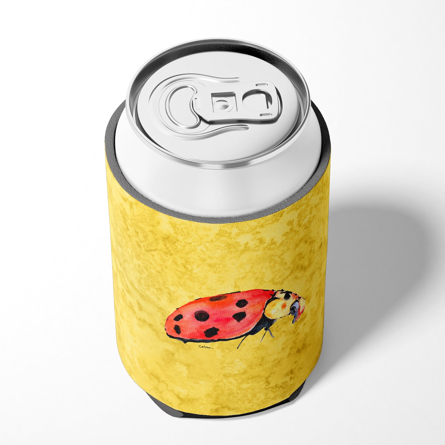 Lady Bug on Yellow Can or Bottle Beverage Insulator Hugger