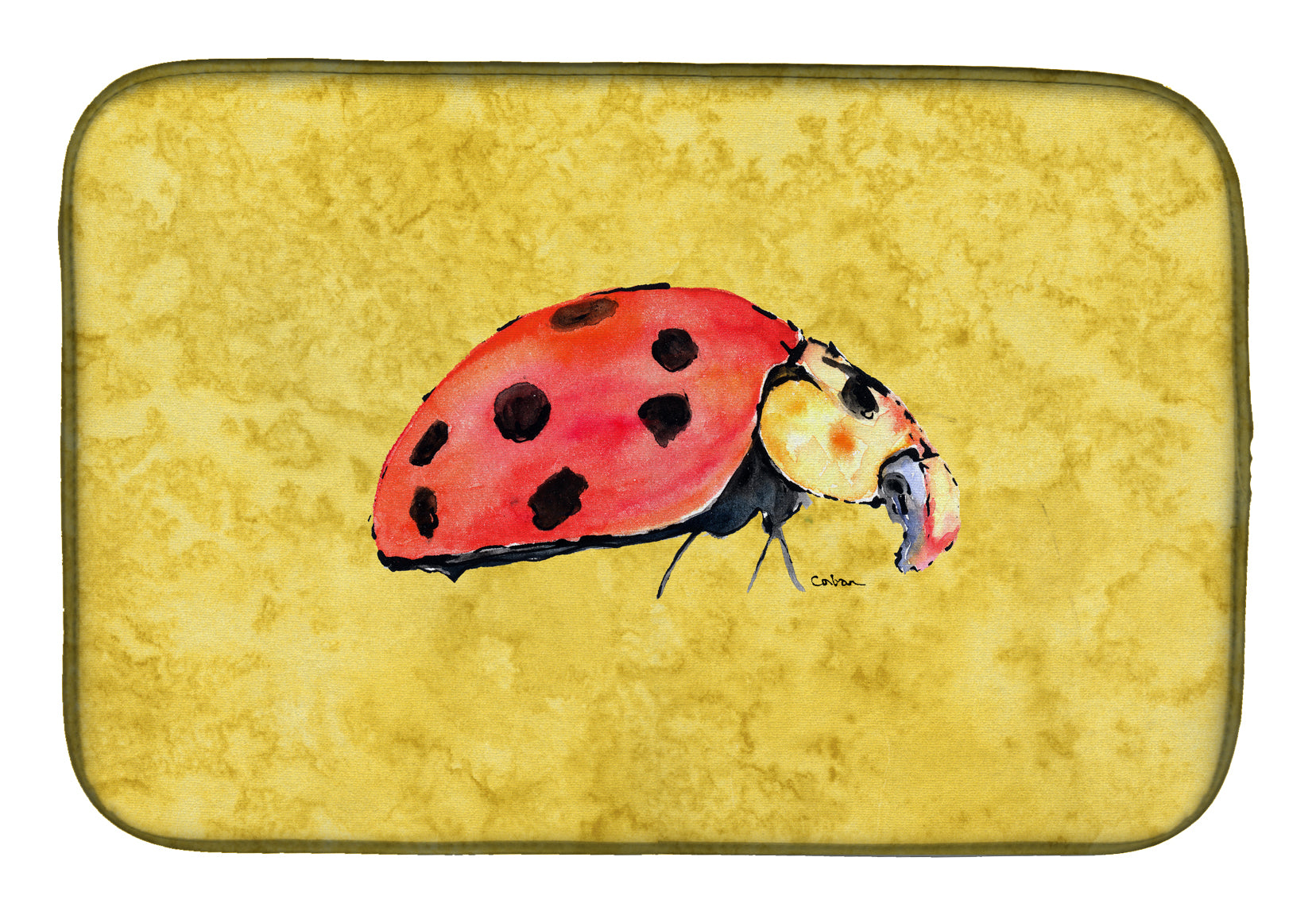 Lady Bug on Yellow Dish Drying Mat 8867DDM  the-store.com.