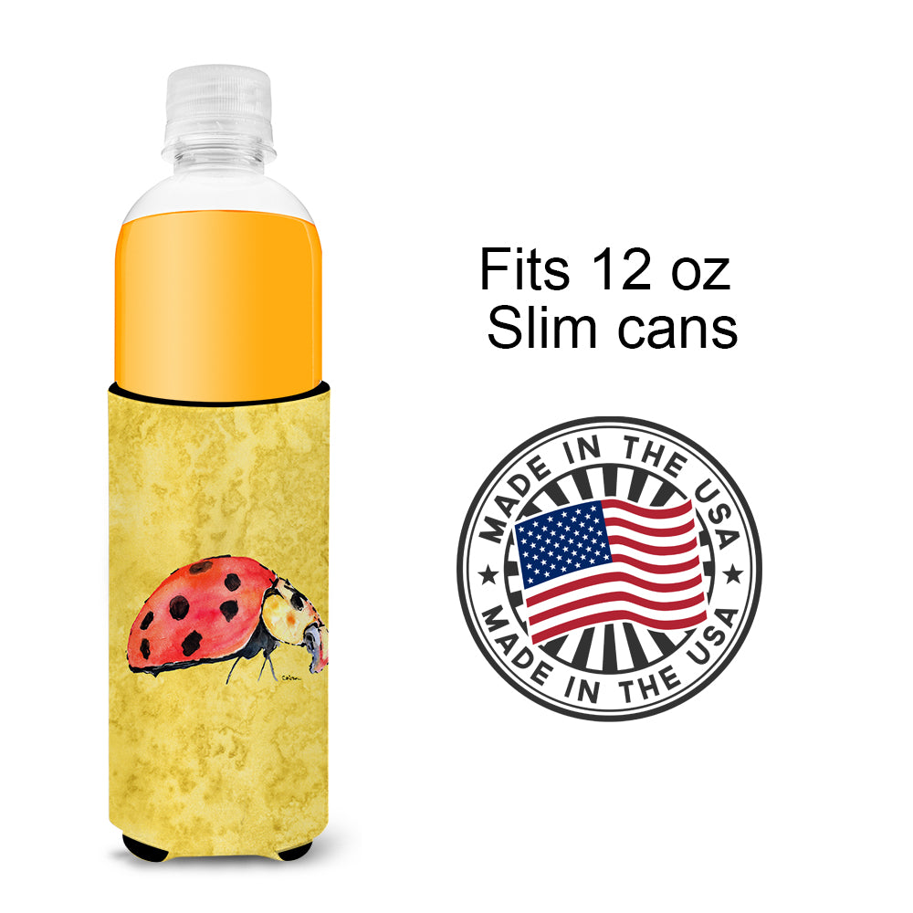 Lady Bug on Yellow Ultra Beverage Insulators for slim cans 8867MUK.