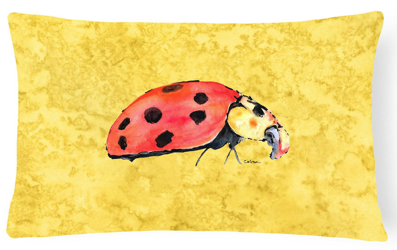 Lady Bug on Yellow   Canvas Fabric Decorative Pillow by Caroline's Treasures