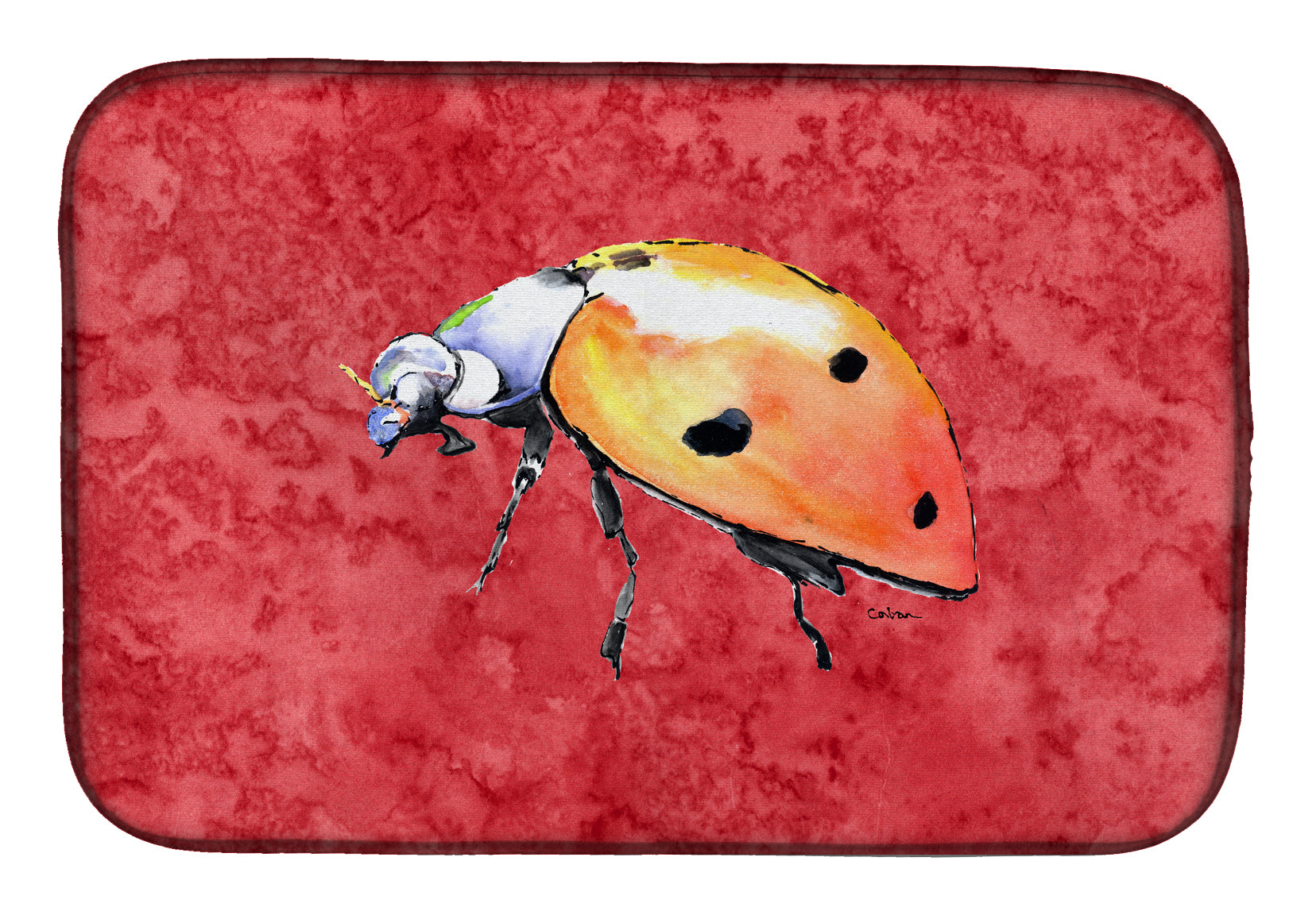 Lady Bug on Red Dish Drying Mat 8868DDM  the-store.com.