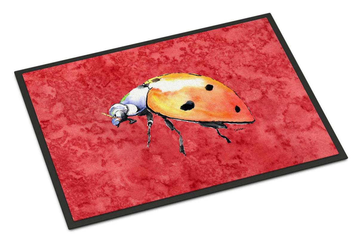 Lady Bug on Red Indoor or Outdoor Mat 24x36 Doormat - the-store.com