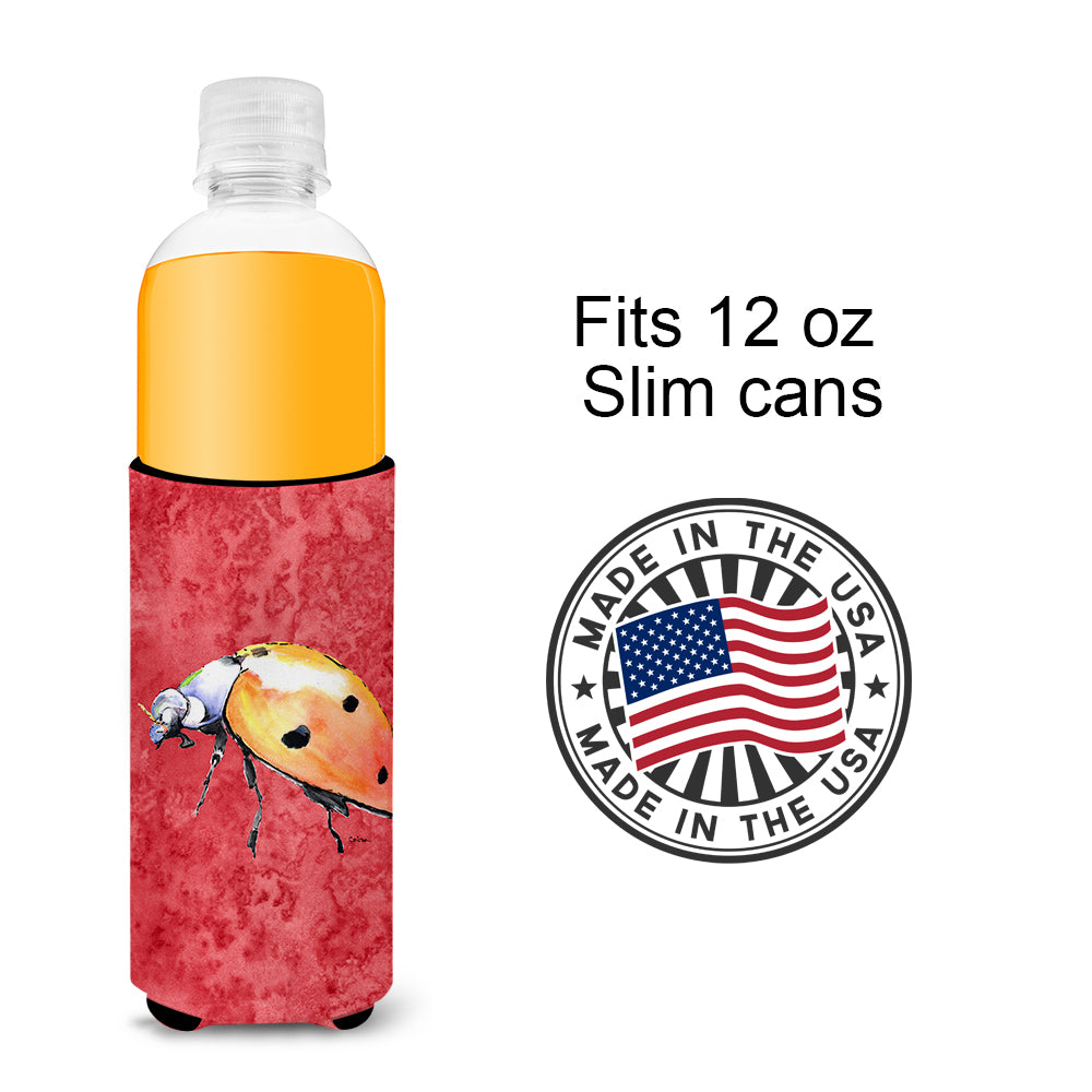 Lady Bug on Red Ultra Beverage Insulators for slim cans 8868MUK.