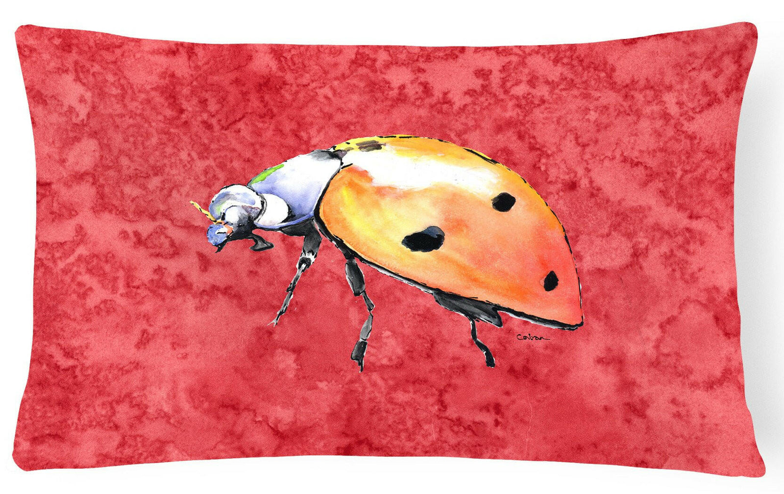 Lady Bug on Red   Canvas Fabric Decorative Pillow by Caroline's Treasures