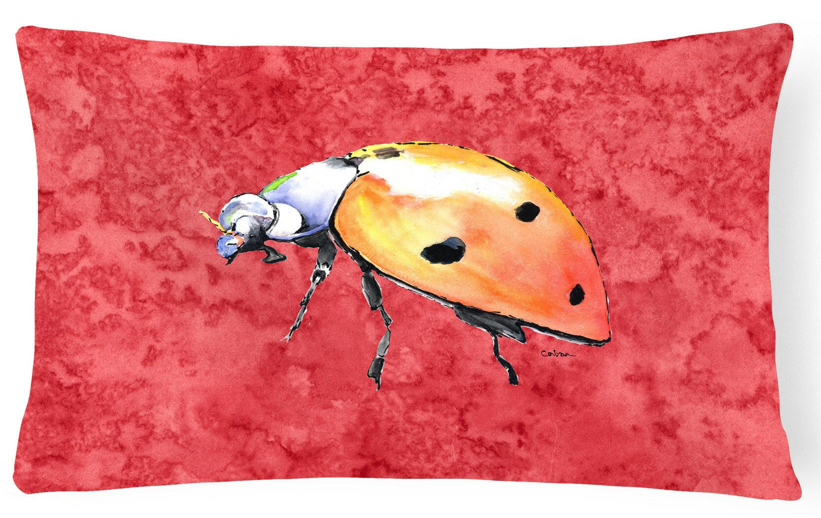 Lady Bug on Red   Canvas Fabric Decorative Pillow by Caroline's Treasures