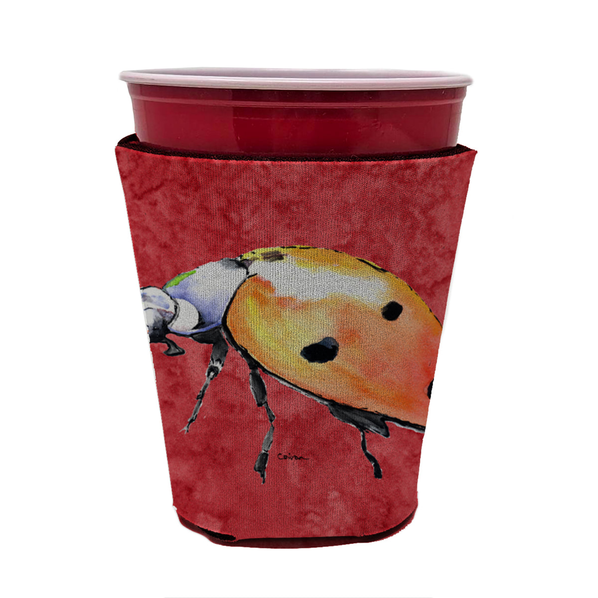 Lady Bug on Red Red Cup Beverage Insulator Hugger  the-store.com.