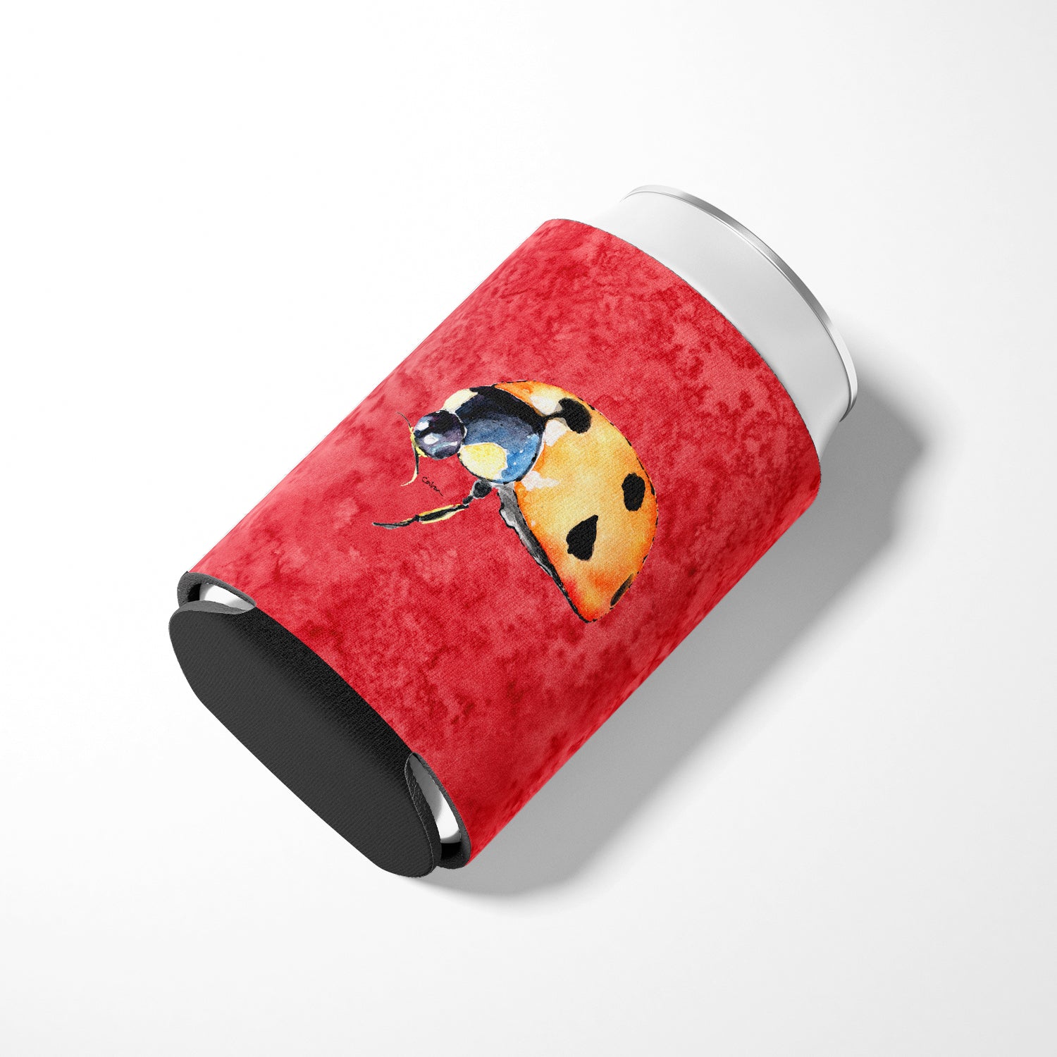 Lady Bug on Red Can or Bottle Beverage Insulator Hugger