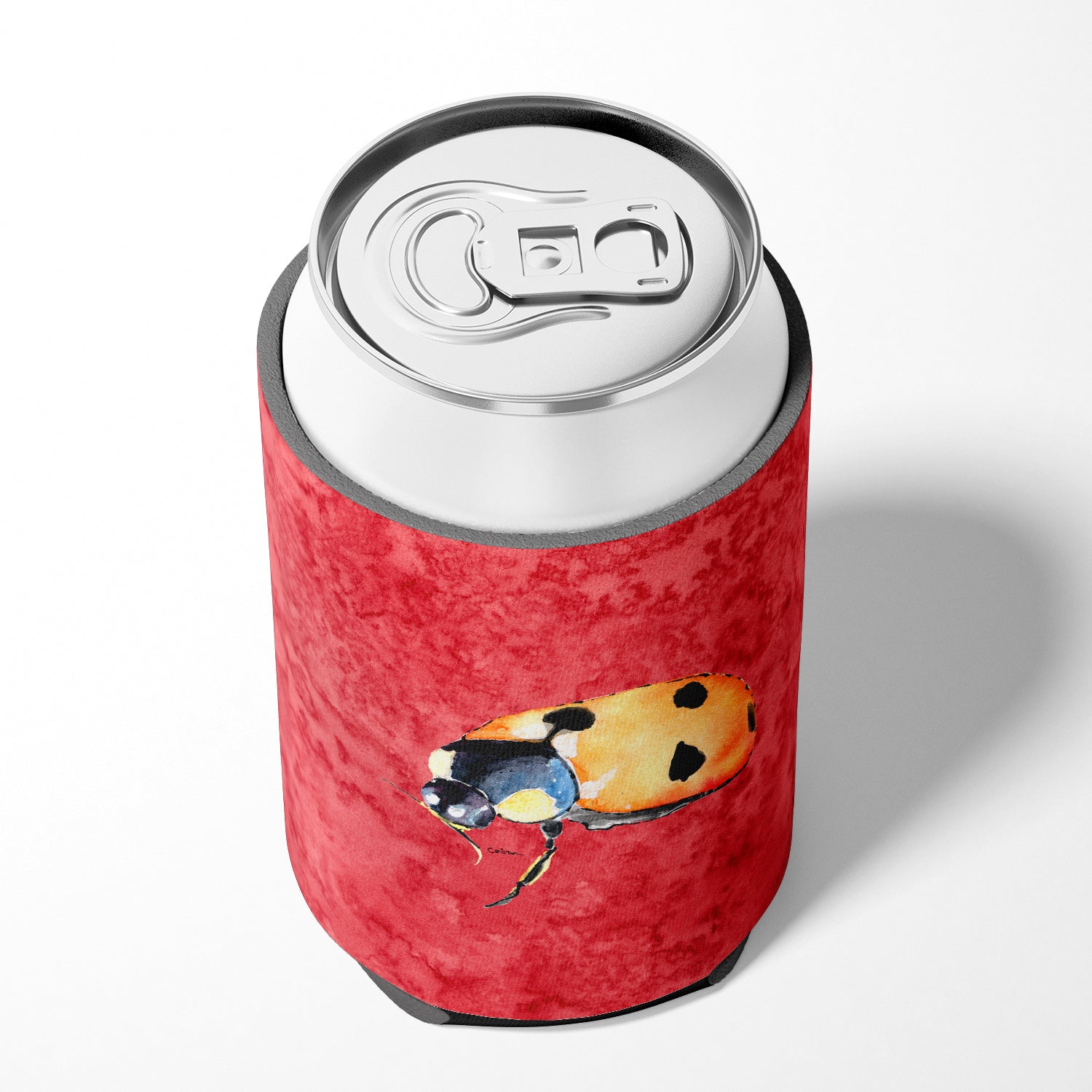 Lady Bug on Red Can or Bottle Beverage Insulator Hugger
