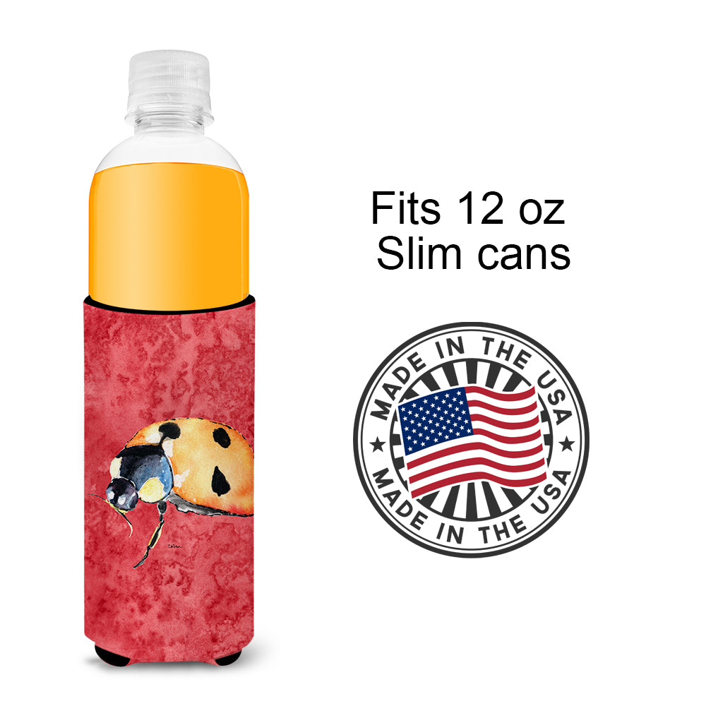 Lady Bug on Red Ultra Beverage Insulators for slim cans 8869MUK.