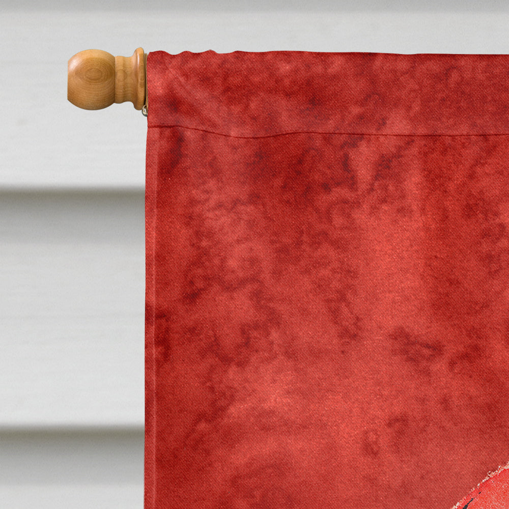 Lady Bug on Deep Red Flag Canvas House Size