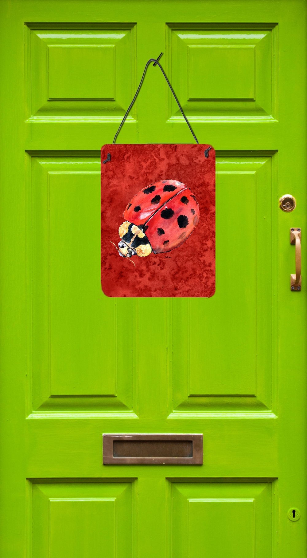 Caroline's Treasures Lady Bug on Deep Red Aluminium Metal Wall or Door Hanging Prints