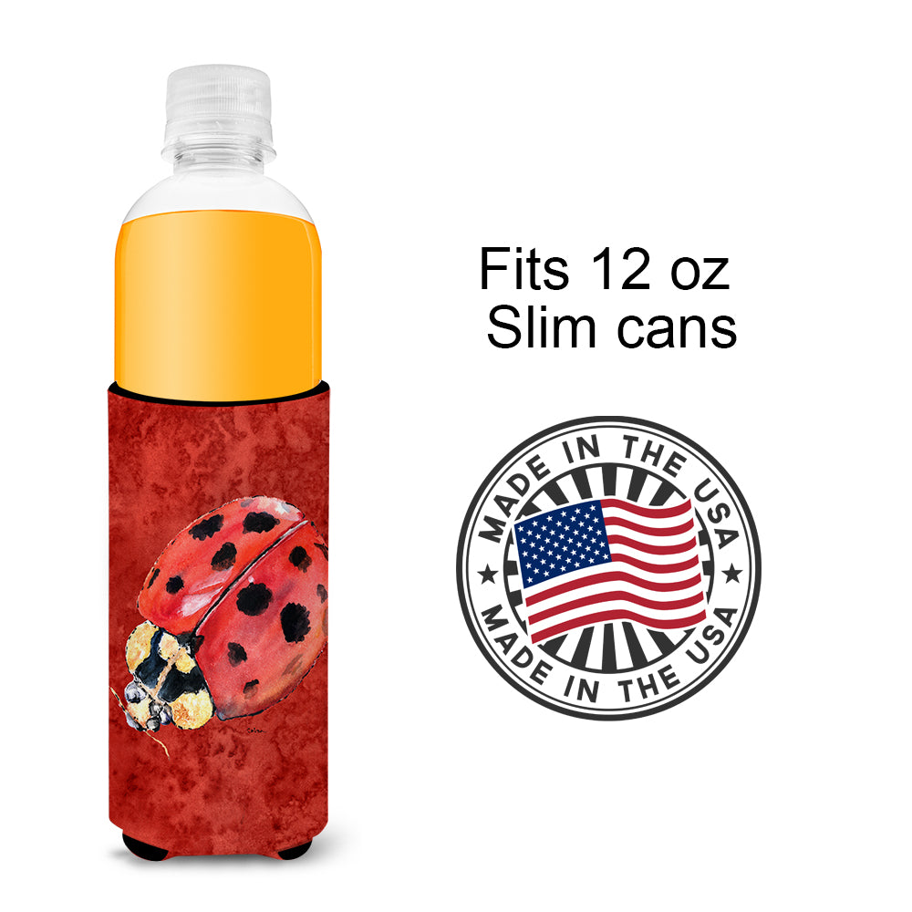 Lady Bug on Deep Red Ultra Beverage Insulators for slim cans 8870MUK