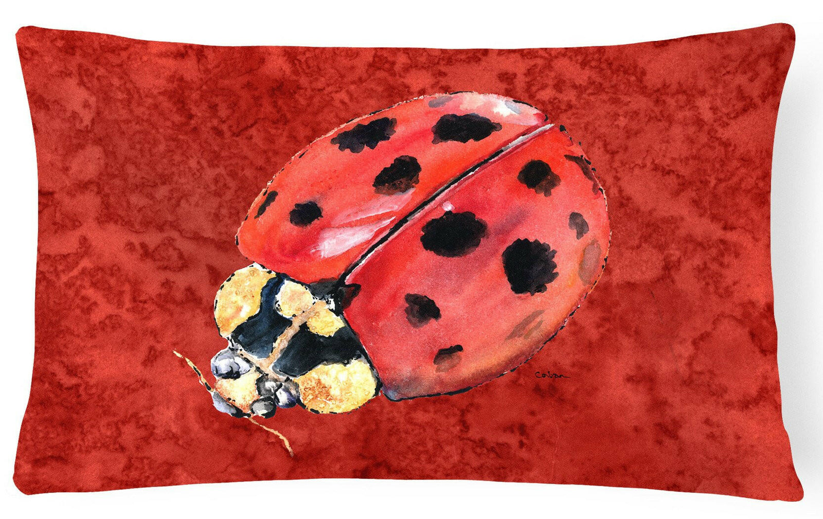 Lady Bug on Deep Red   Canvas Fabric Decorative Pillow by Caroline's Treasures