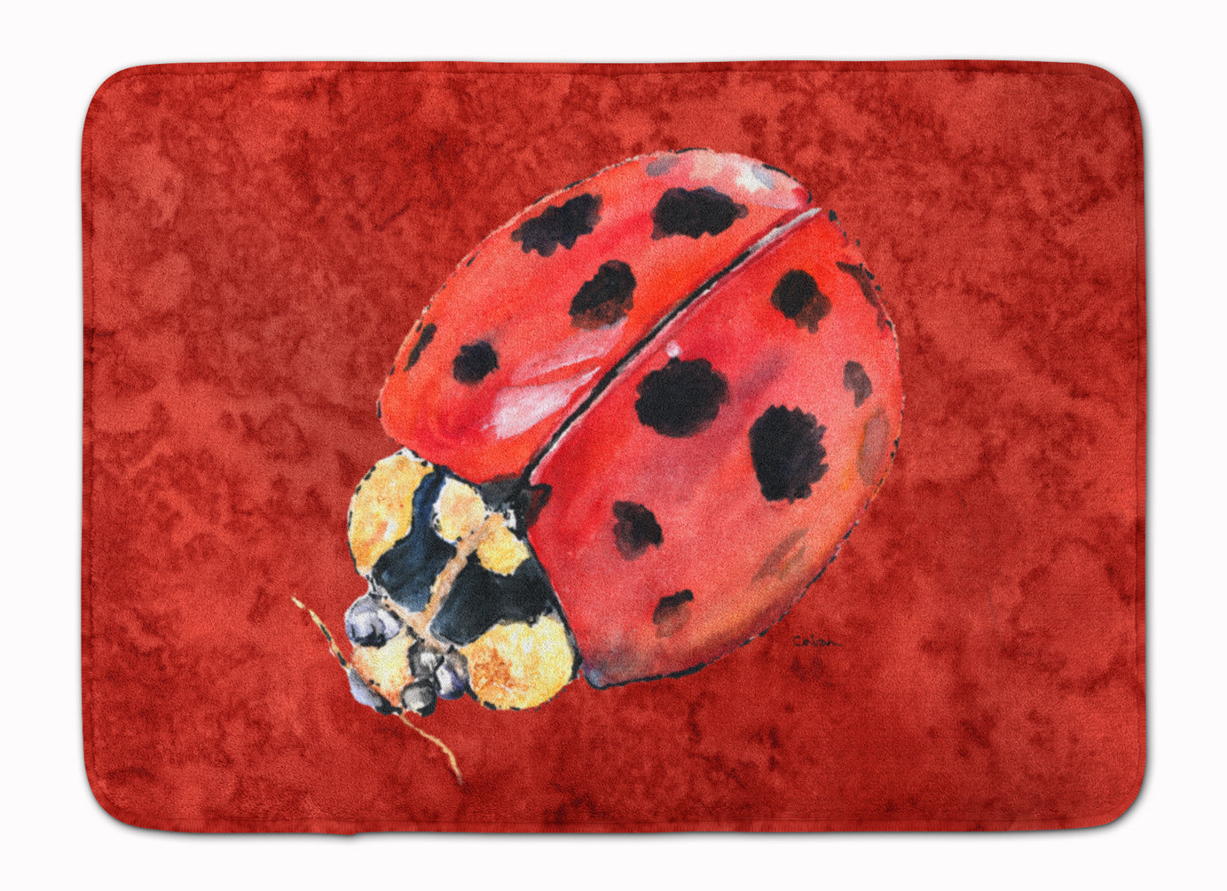 Lady Bug on Deep Red Machine Washable Memory Foam Mat 8870RUG - the-store.com