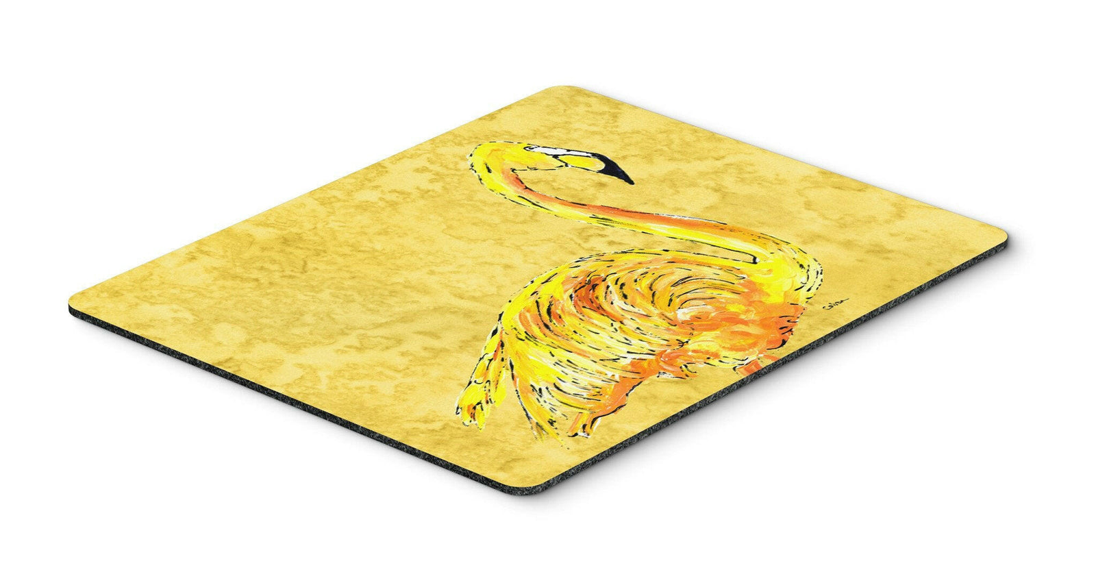 Flamingo on Yellow Mouse Pad, Hot Pad or Trivet by Caroline's Treasures