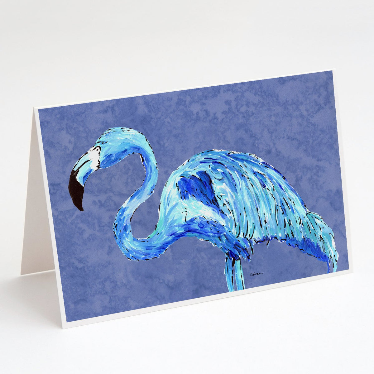 Buy this Flamingo On Slate Blue Greeting Cards and Envelopes Pack of 8