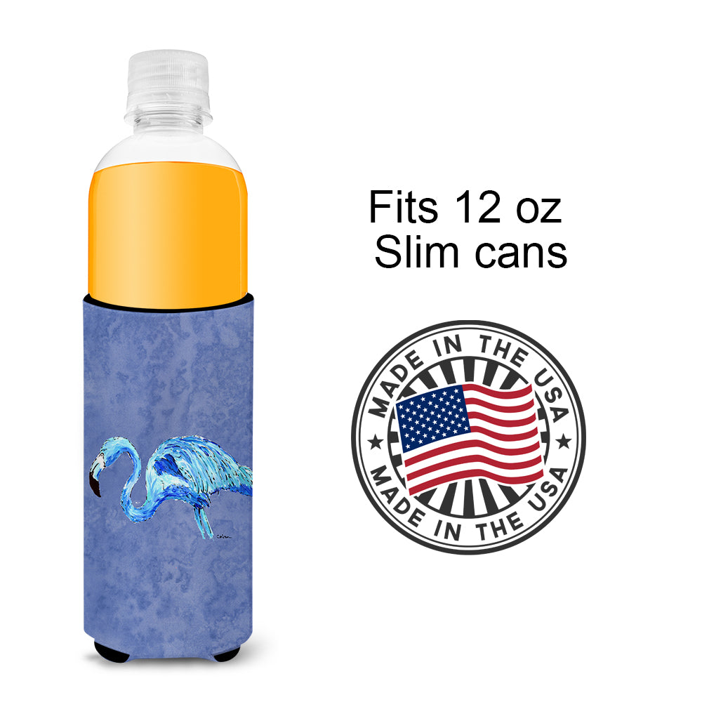 Flamingo On Slate Blue Ultra Beverage Insulators for slim cans 8873MUK