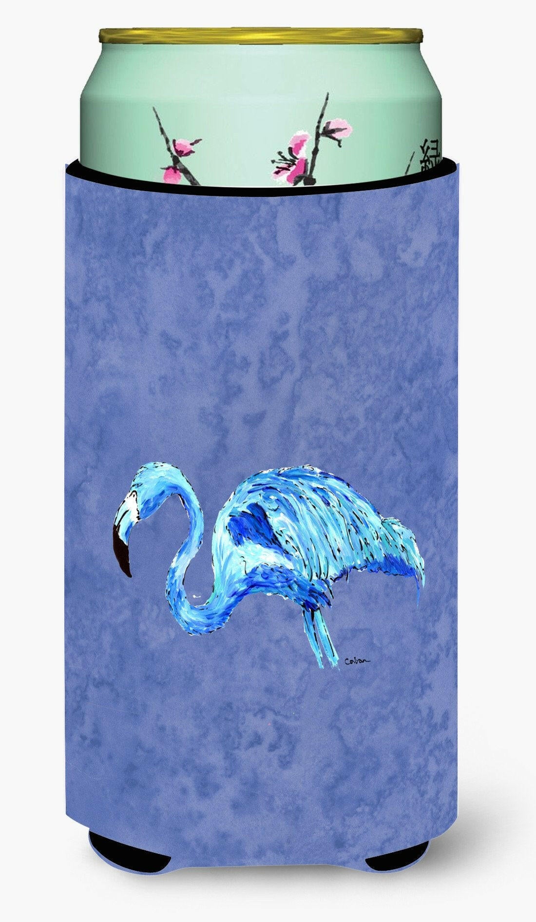Flamingo On Slate Blue  Tall Boy Beverage Insulator Beverage Insulator Hugger by Caroline&#39;s Treasures