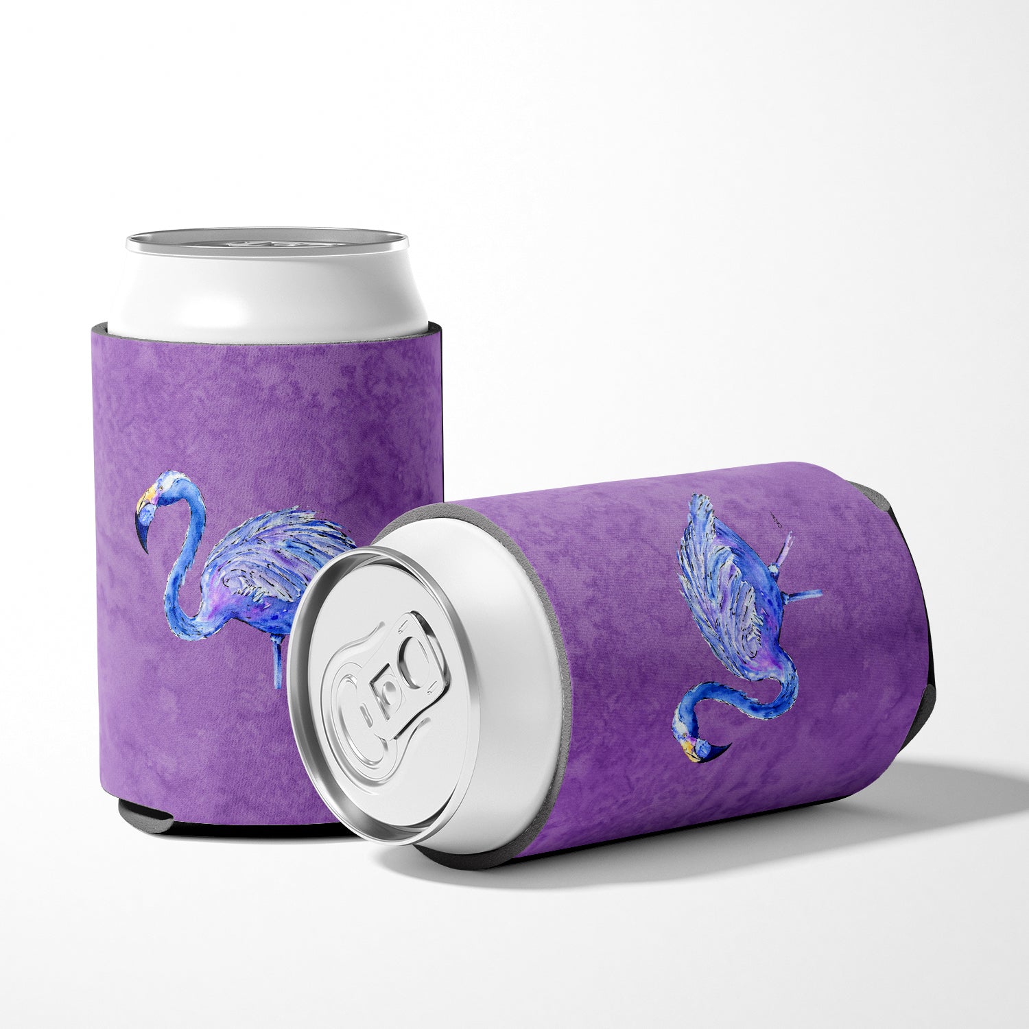 Flamingo on Purple Can or Bottle Beverage Insulator Hugger.