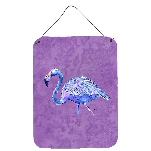 Flamingo on Purple Aluminium Metal Wall or Door Hanging Prints by Caroline's Treasures