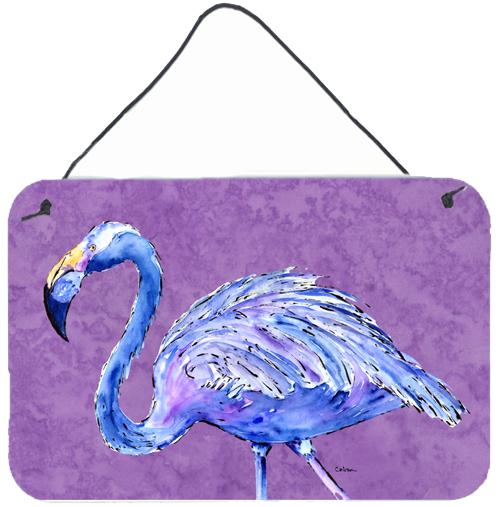 Flamingo on Purple Aluminium Metal Wall or Door Hanging Prints by Caroline&#39;s Treasures