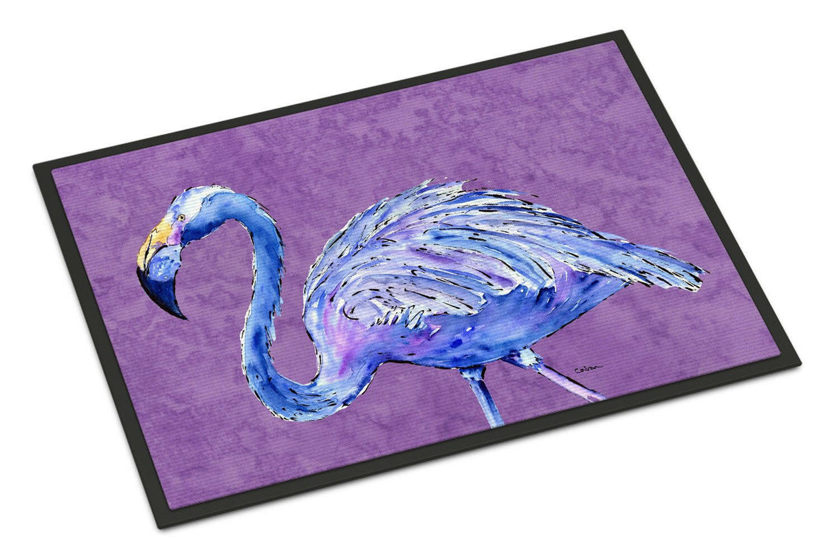 Flamingo on Purple Indoor or Outdoor Mat 24x36 Doormat - the-store.com