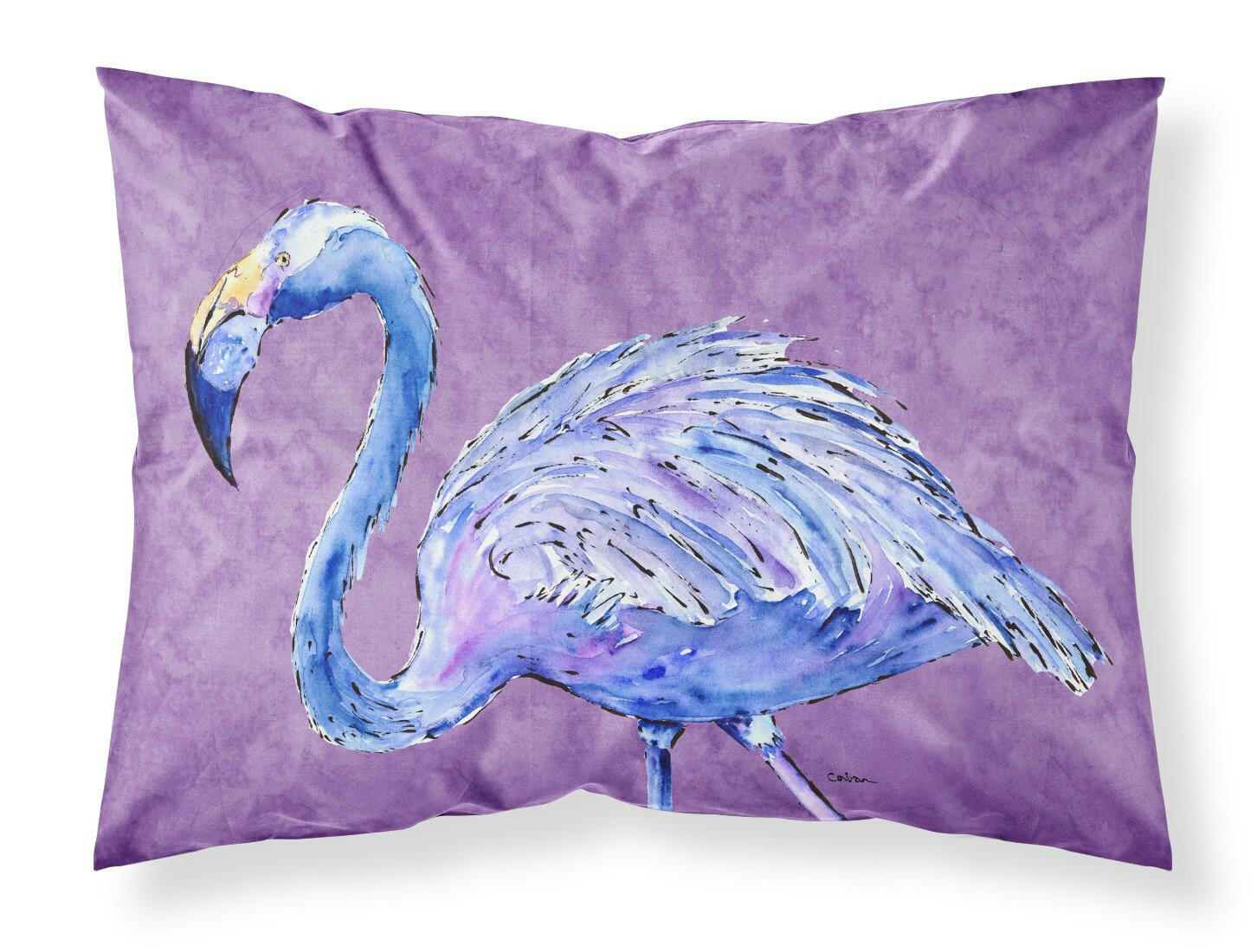 Flamingo on Purple Moisture wicking Fabric standard pillowcase by Caroline's Treasures