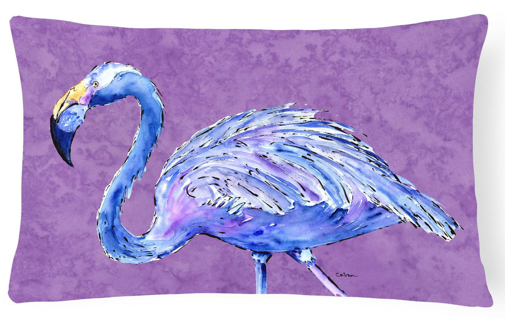 Flamingo on Purple   Canvas Fabric Decorative Pillow by Caroline's Treasures