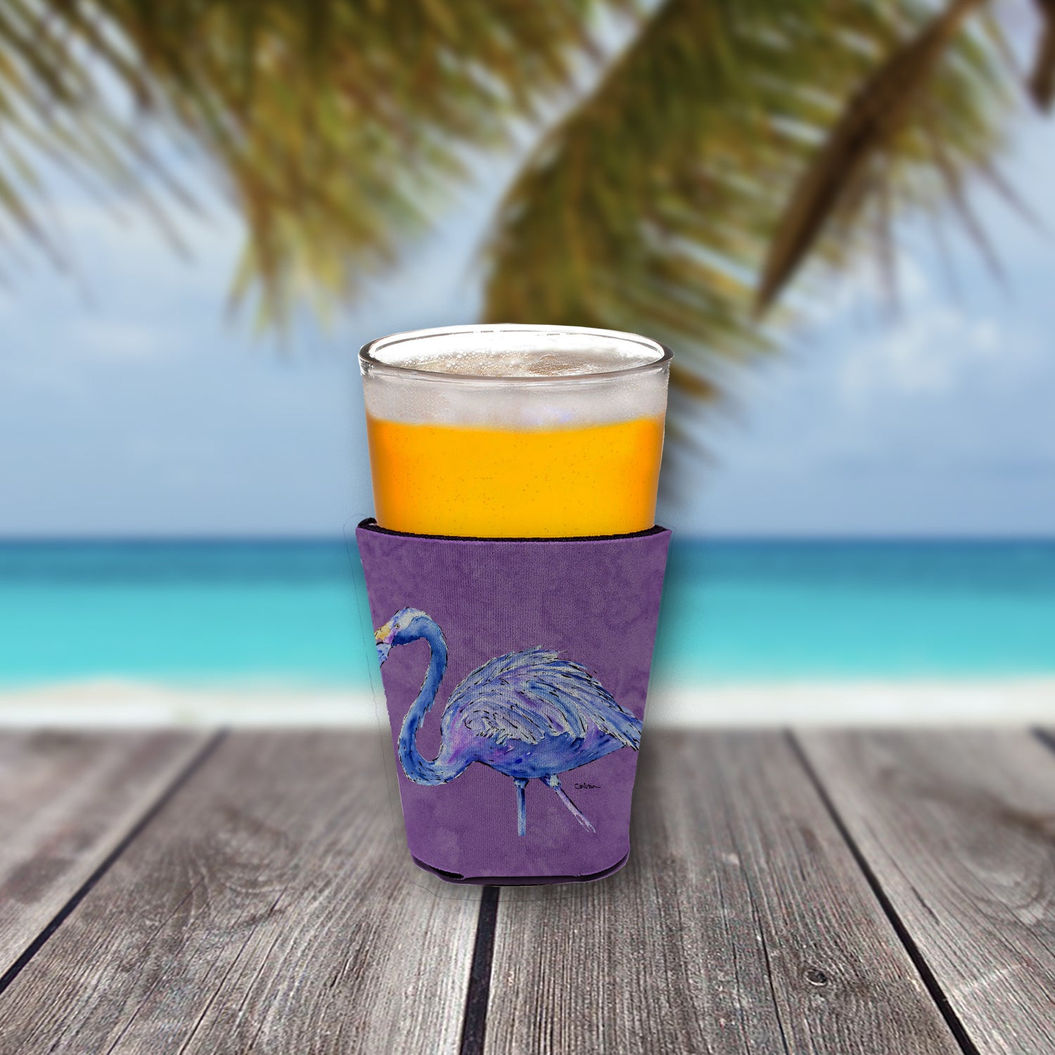 Flamingo on Purple Red Cup Beverage Insulator Hugger  the-store.com.