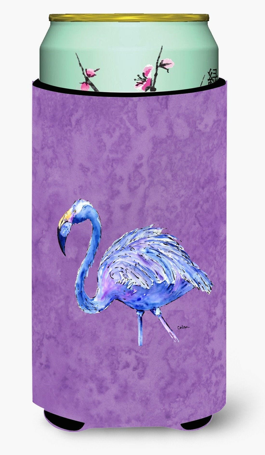 Flamingo on Purple  Tall Boy Beverage Insulator Beverage Insulator Hugger by Caroline&#39;s Treasures
