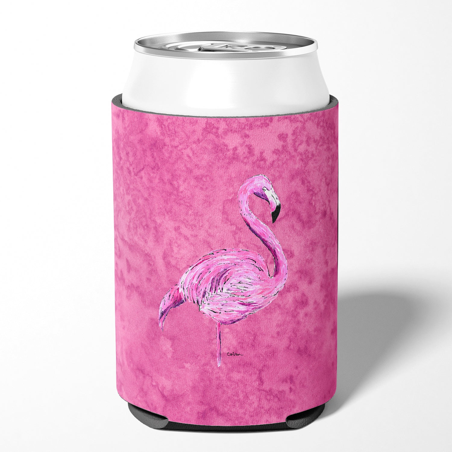 Flamingo on Pink Can or Bottle Beverage Insulator Hugger.