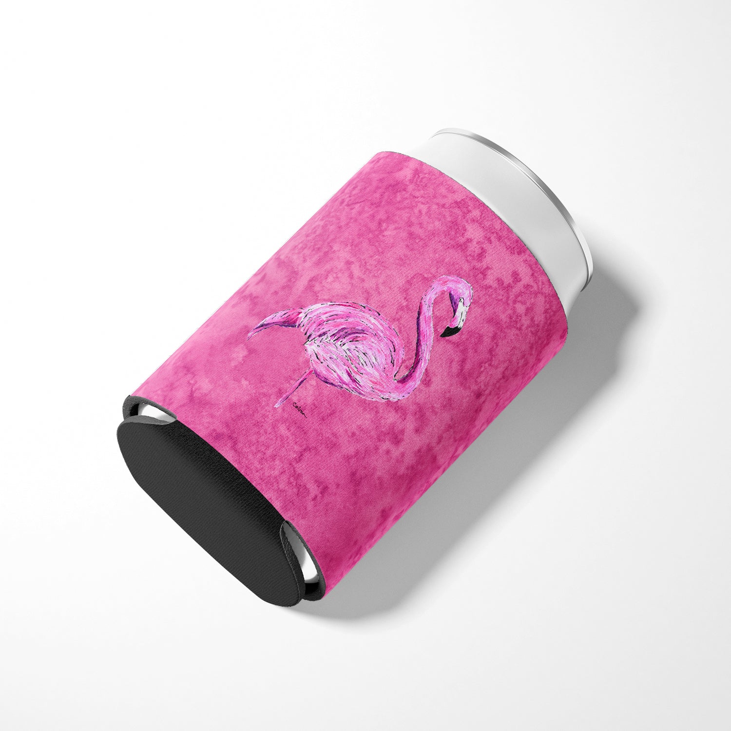 Flamingo on Pink Can or Bottle Beverage Insulator Hugger