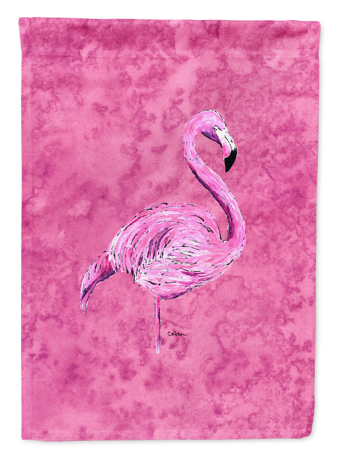 Flamingo on Pink Flag Canvas House Size  the-store.com.